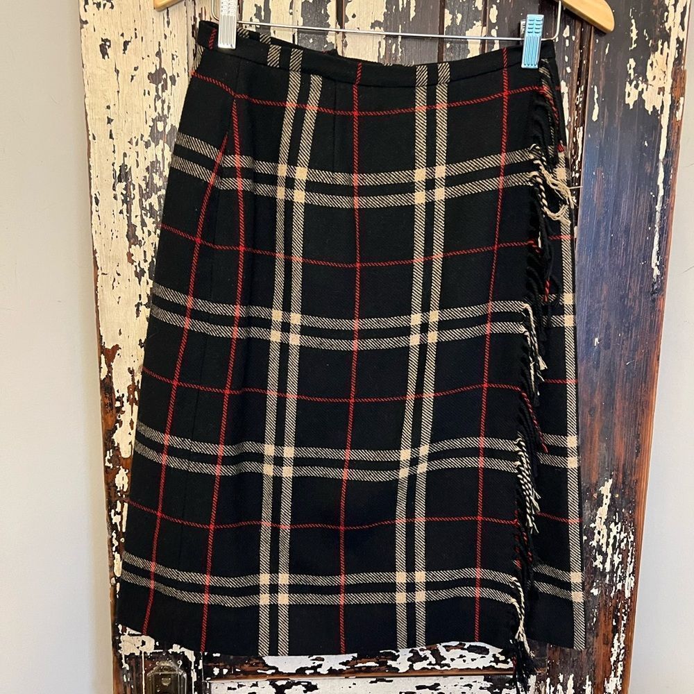 Kasper Black and Red Plaid Skirt